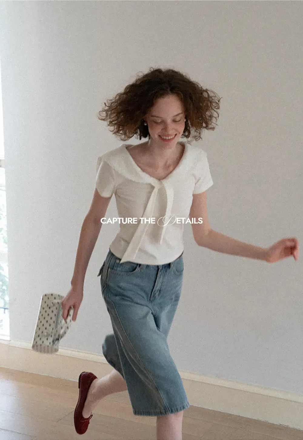 Scalloped Collar Tie Front Short Sleeve T Shirt