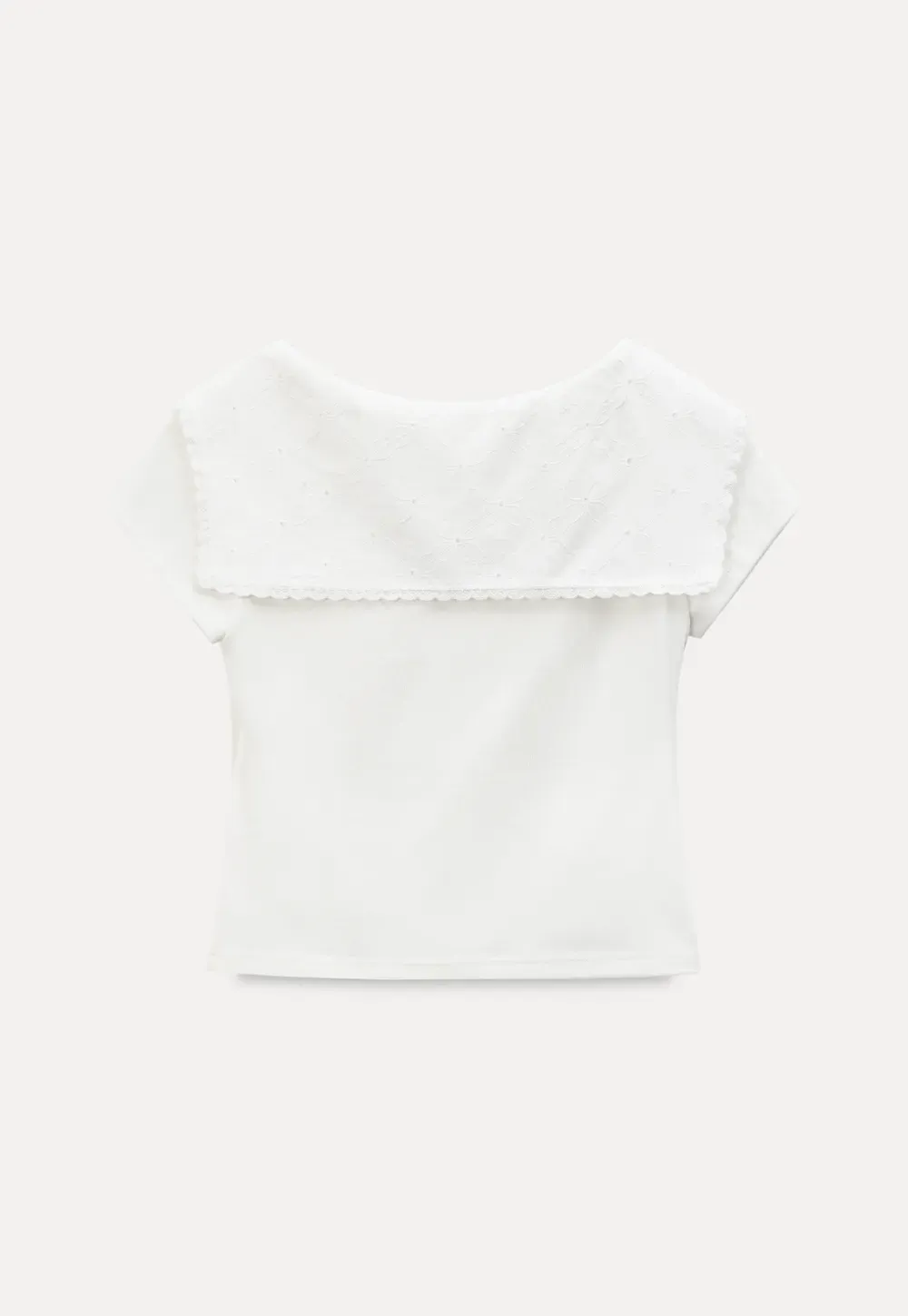 Scalloped Collar Tie Front Short Sleeve T Shirt