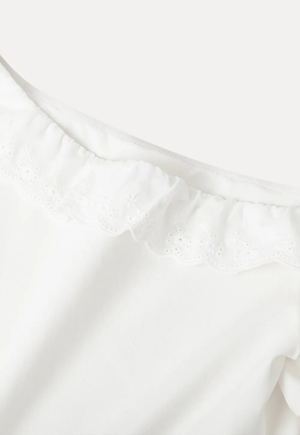 Asymmetrical Lace Trim Off Shoulder T Shirt