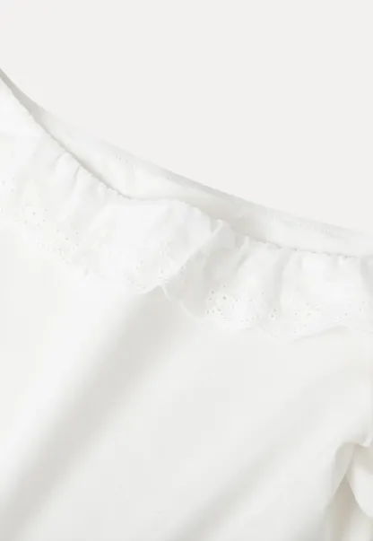 Asymmetrical Lace Trim Off Shoulder T Shirt