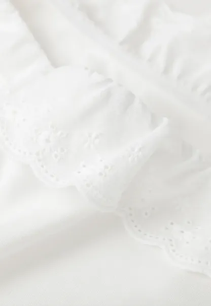 Asymmetrical Lace Trim Off Shoulder T Shirt