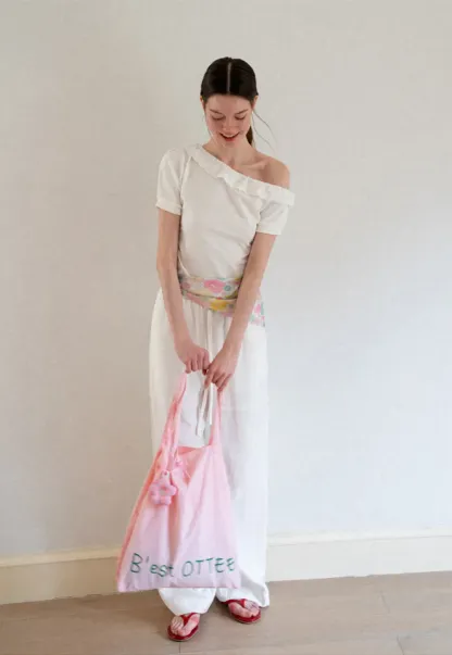 Asymmetrical Lace Trim Off Shoulder T Shirt