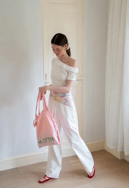 Asymmetrical Lace Trim Off Shoulder T Shirt