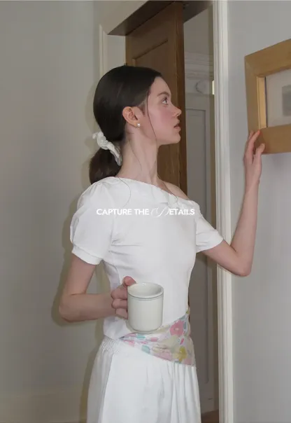 Asymmetrical Lace Trim Off Shoulder T Shirt