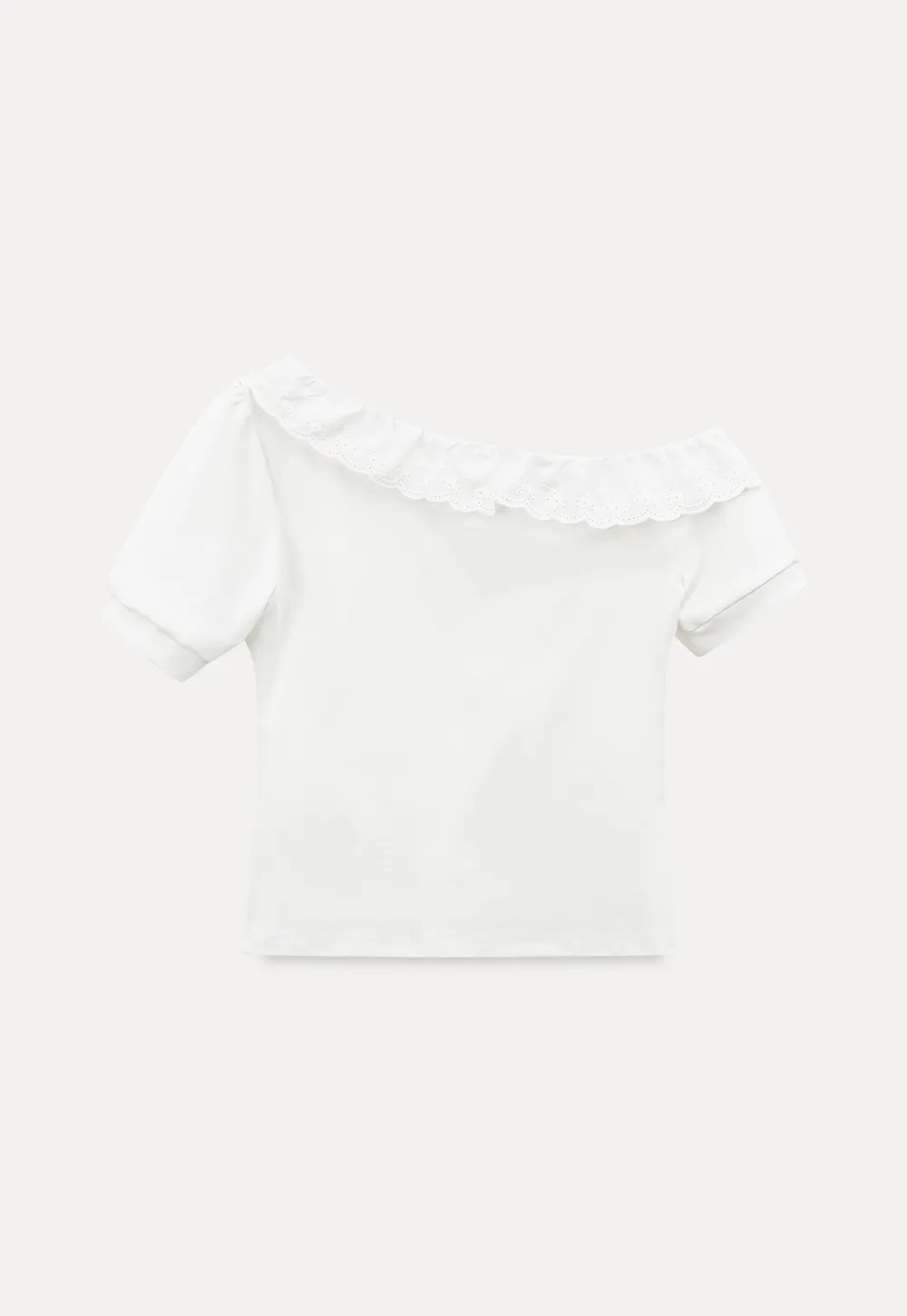 Asymmetrical Lace Trim Off Shoulder T Shirt