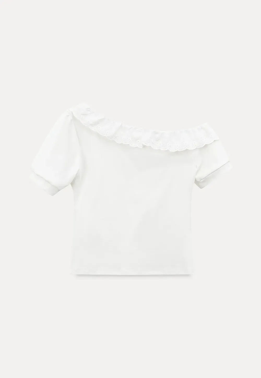 Asymmetrical Lace Trim Off Shoulder T Shirt