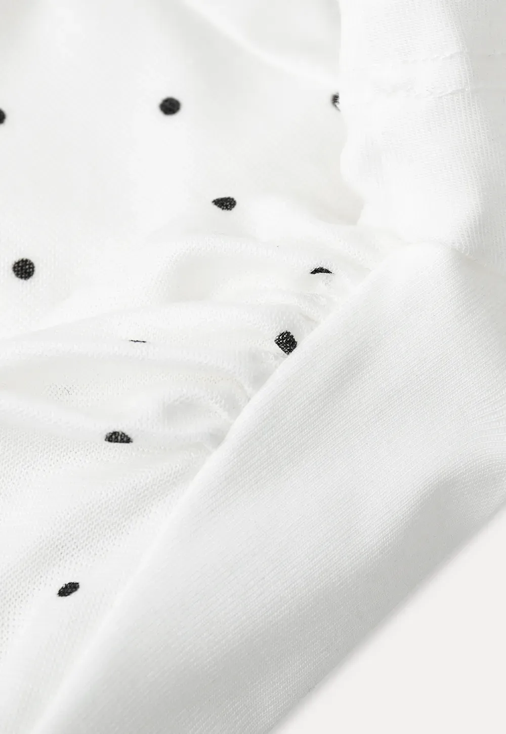 Polka Dot Mesh Panel Short Sleeve T Shirt