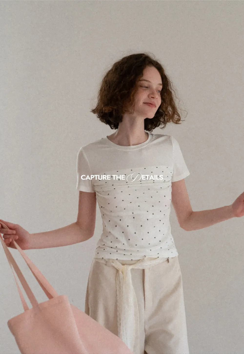 Polka Dot Mesh Panel Short Sleeve T Shirt