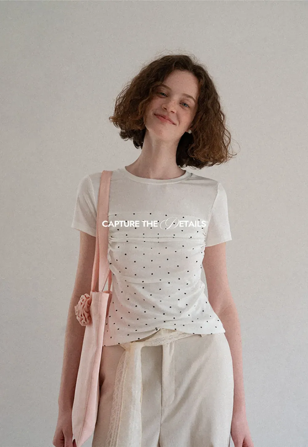 Polka Dot Mesh Panel Short Sleeve T Shirt