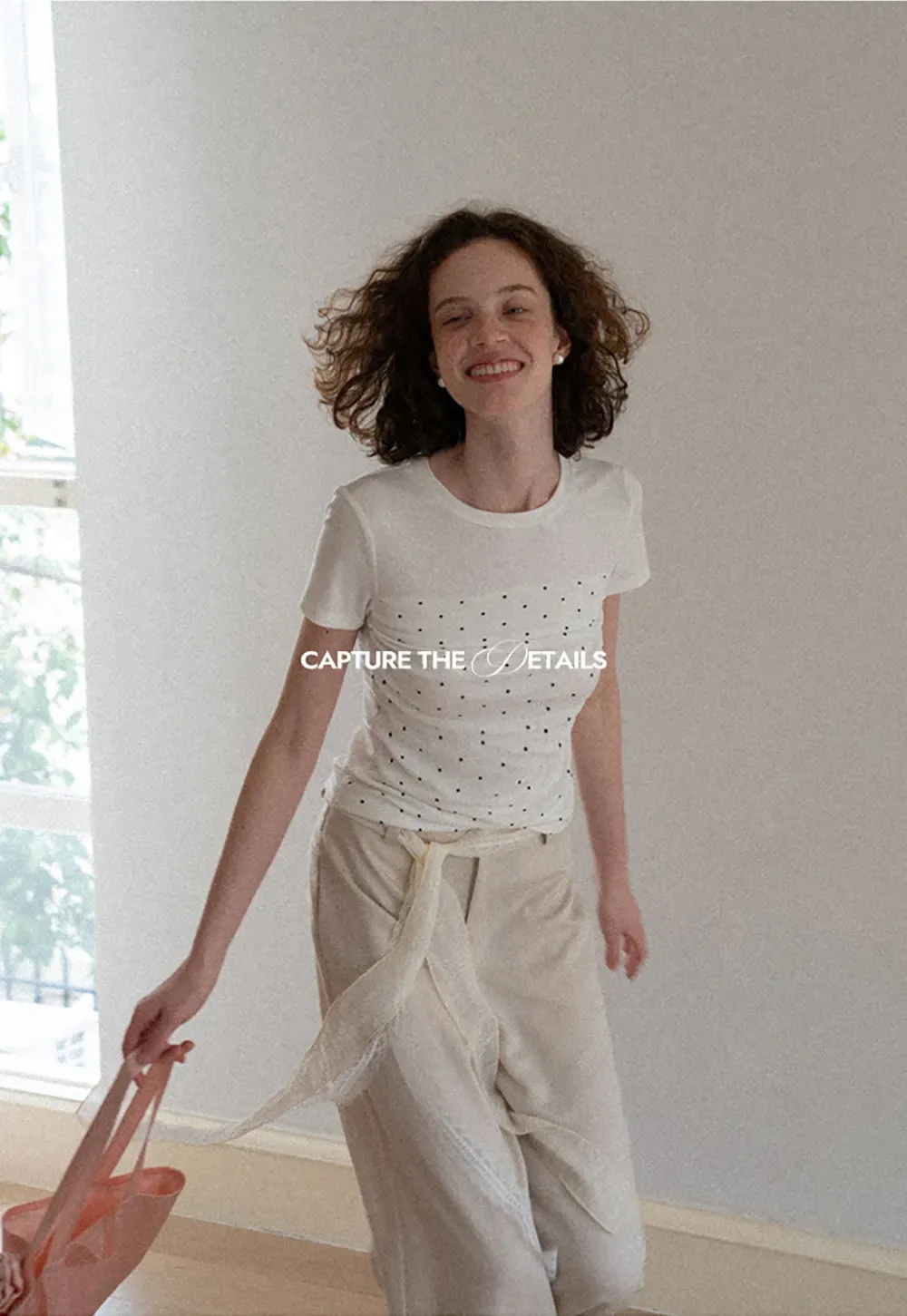 Polka Dot Mesh Panel Short Sleeve T Shirt