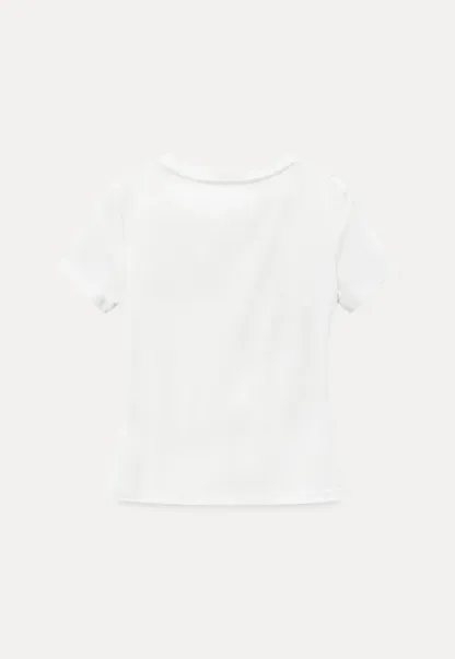 Polka Dot Mesh Panel Short Sleeve T Shirt