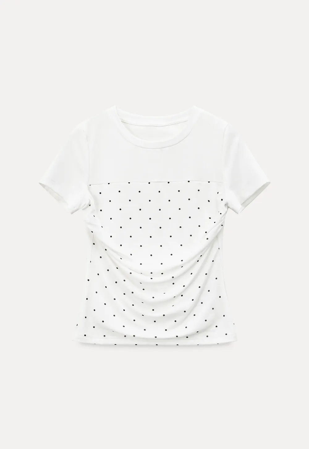 Polka Dot Mesh Panel Short Sleeve T Shirt