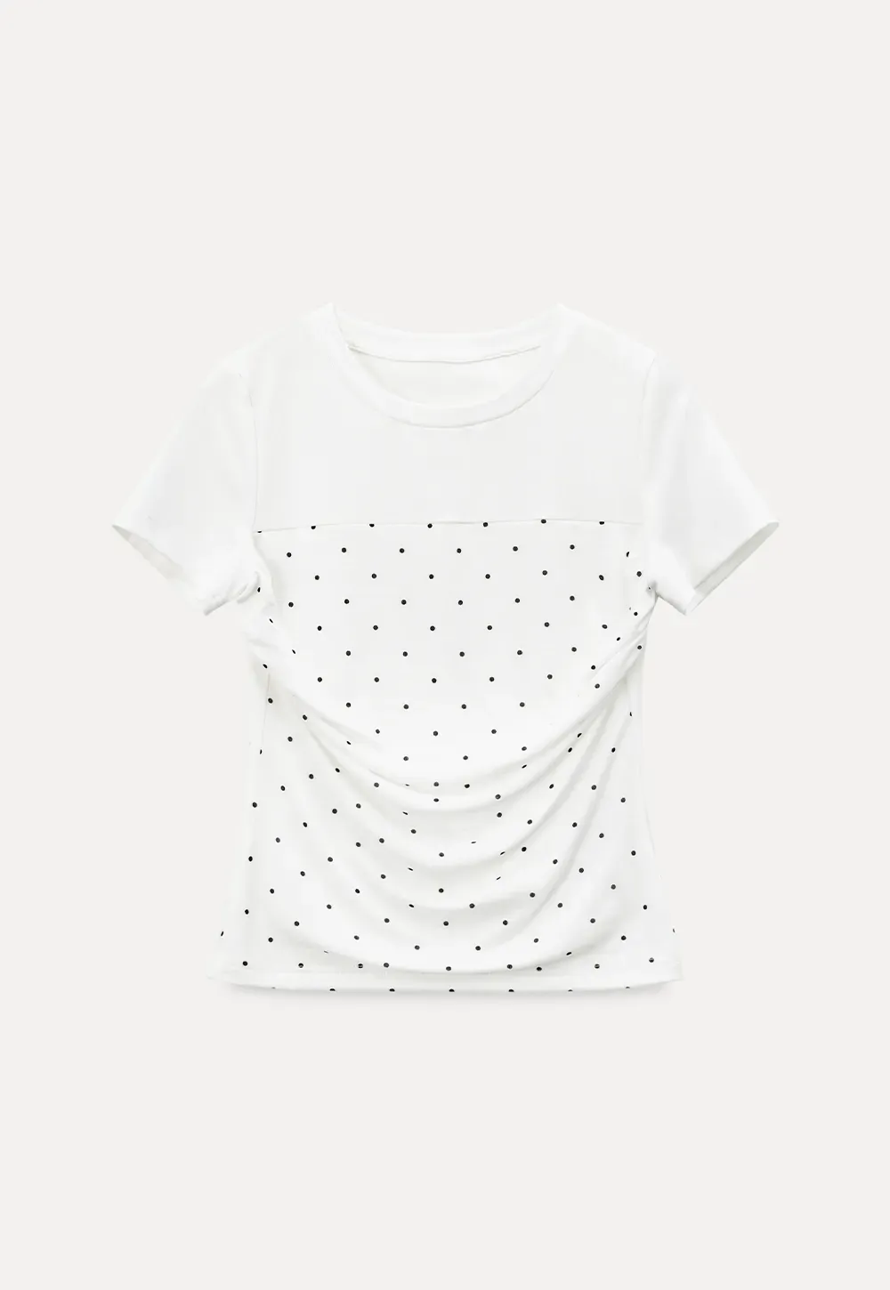 Polka Dot Mesh Panel Short Sleeve T Shirt