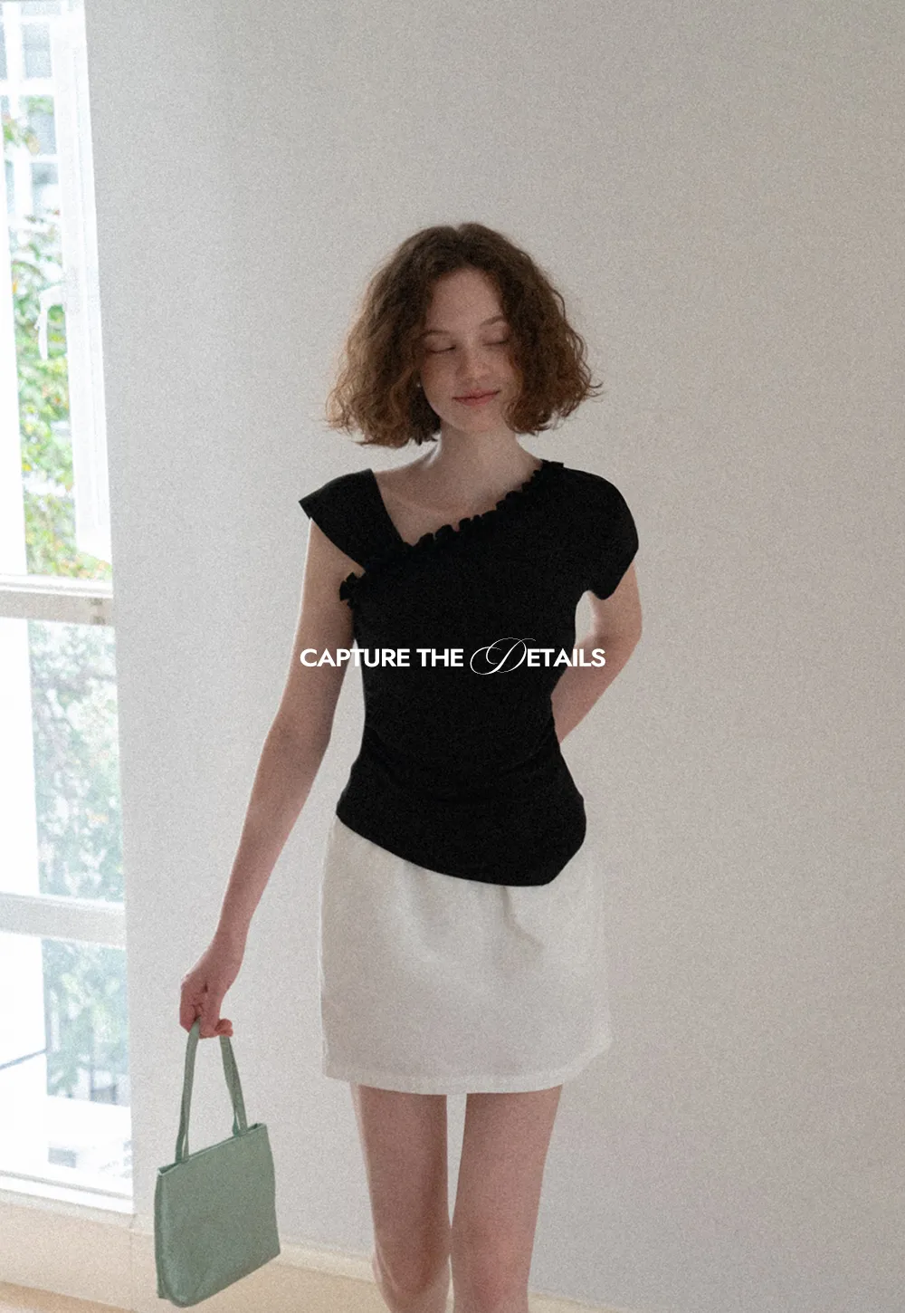 Asymmetrical Ruffled Neck Short Sleeve T Shirt