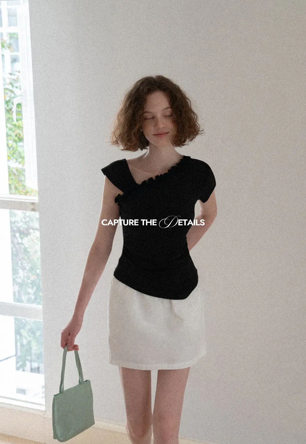 Asymmetrical Ruffled Neck Short Sleeve T Shirt