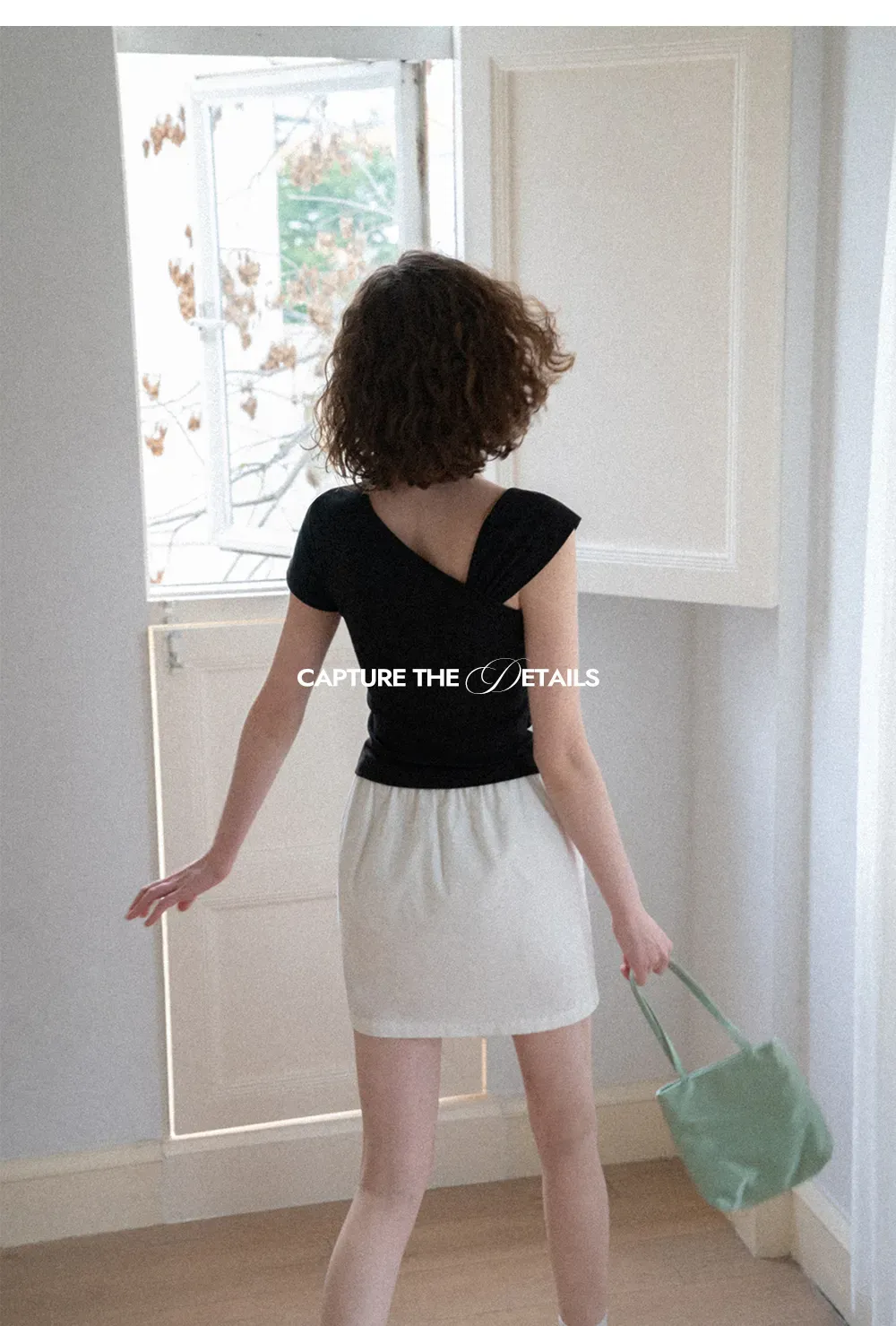 Asymmetrical Ruffled Neck Short Sleeve T Shirt