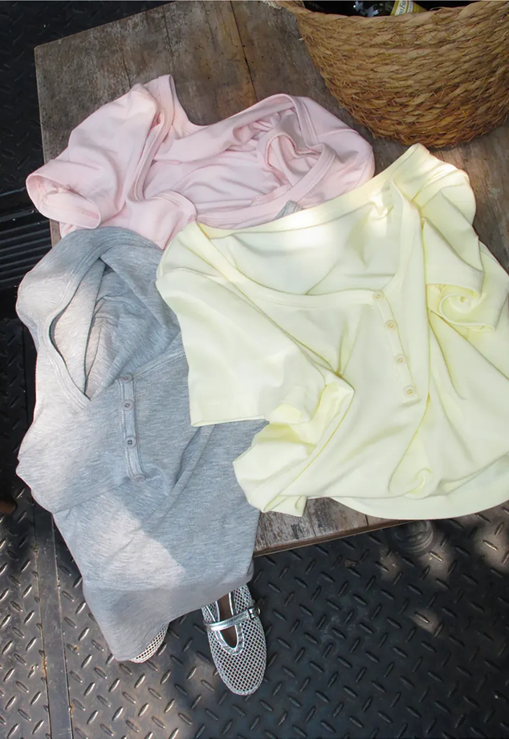 Square Neck Short Sleeve Knit T Shirt