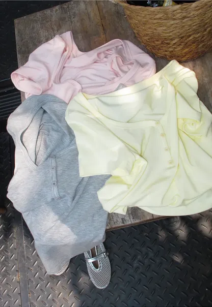 Square Neck Short Sleeve Knit T Shirt