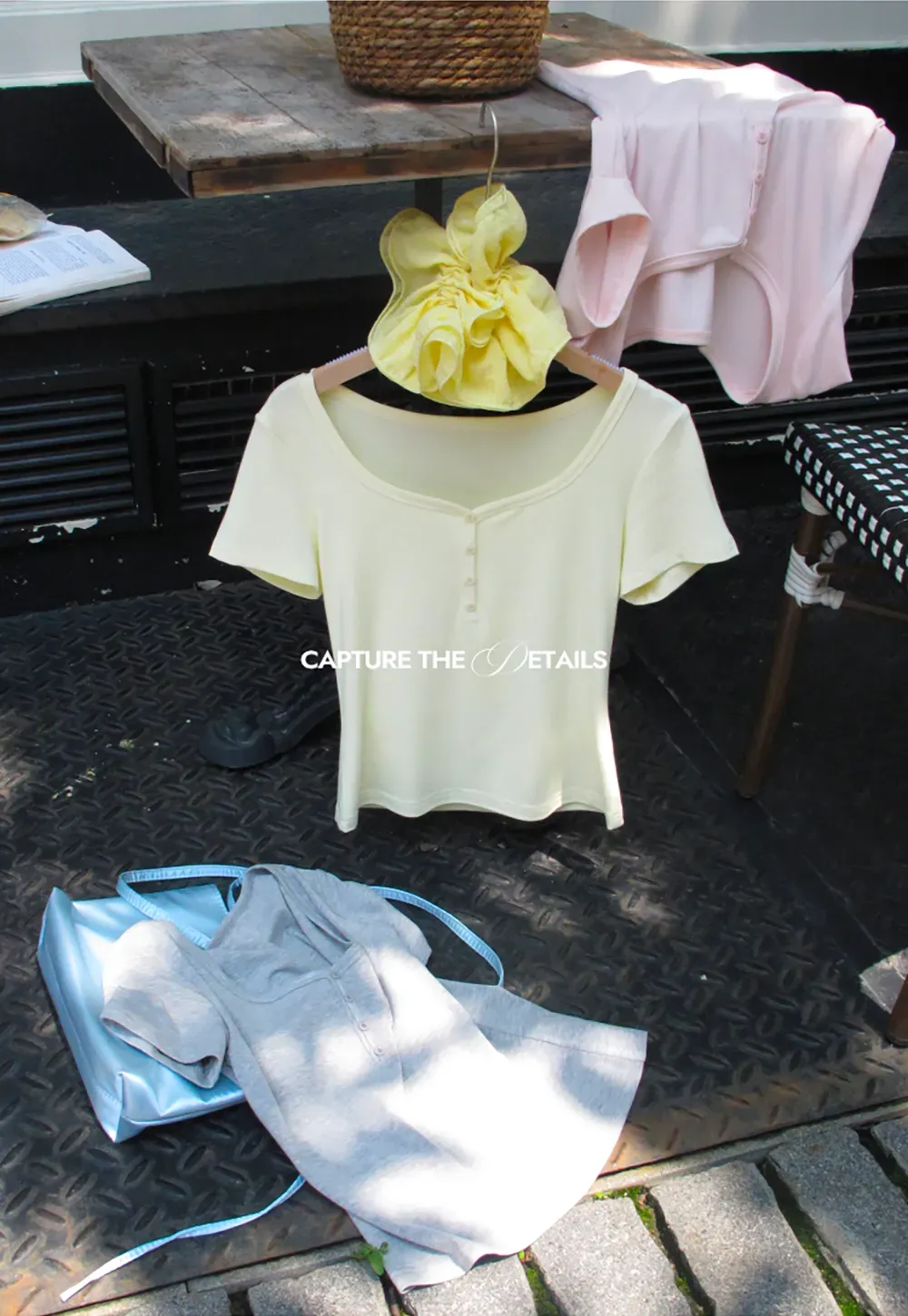 Square Neck Short Sleeve Knit T Shirt