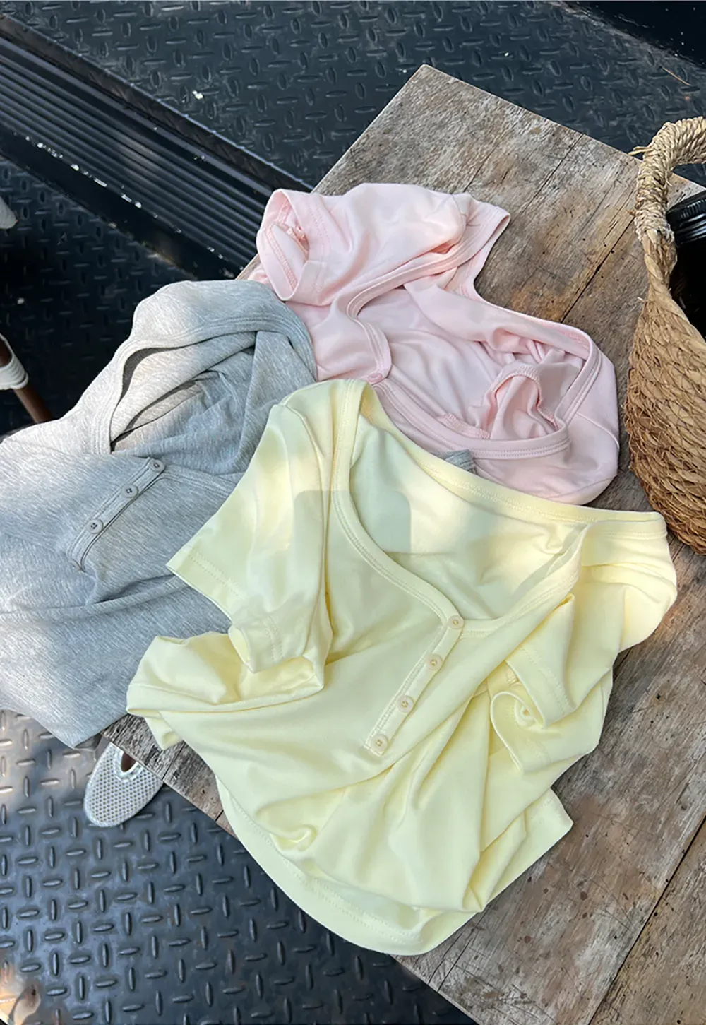 Square Neck Short Sleeve Knit T Shirt