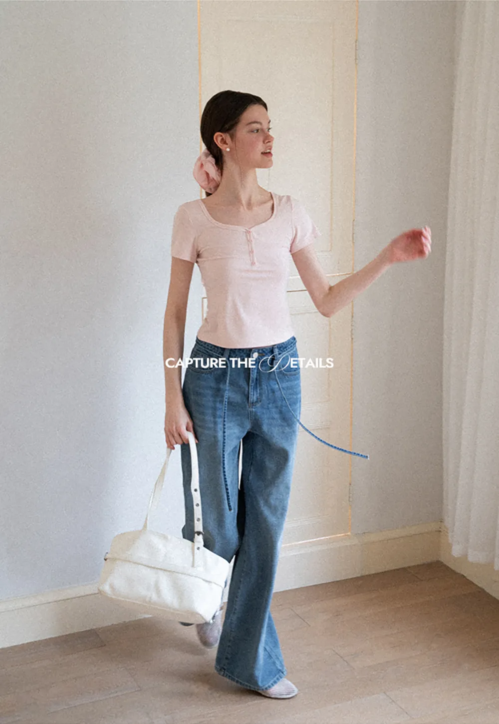 Square Neck Short Sleeve Knit T Shirt