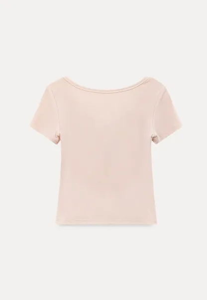 Square Neck Short Sleeve Knit T Shirt