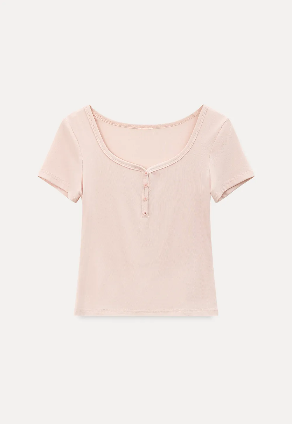 Square Neck Short Sleeve Knit T Shirt