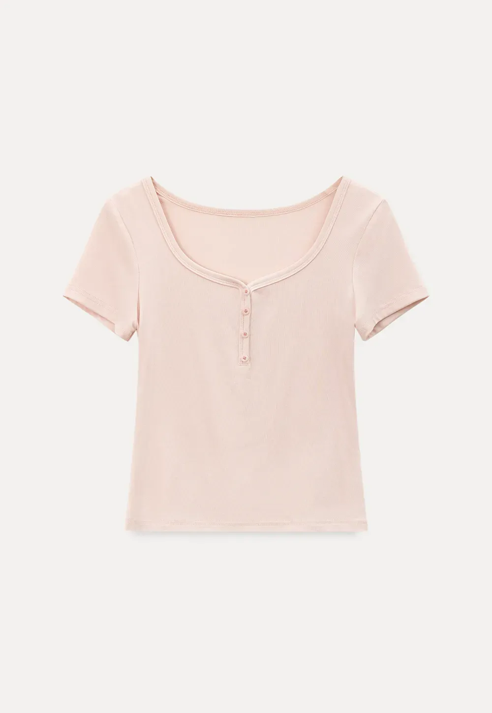 Square Neck Short Sleeve Knit T Shirt