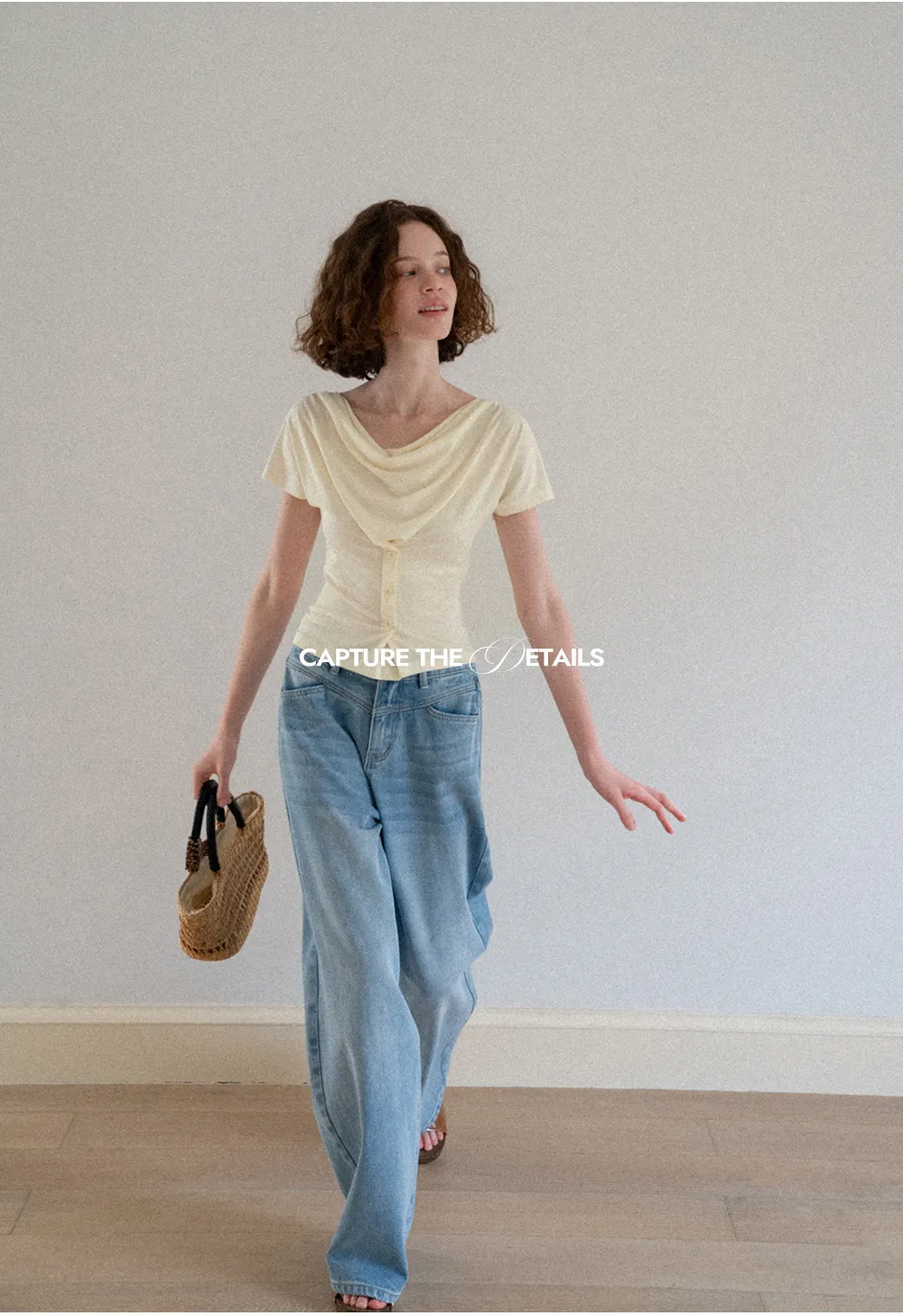 Cowl Neck Button Front Short Sleeve Tshirt