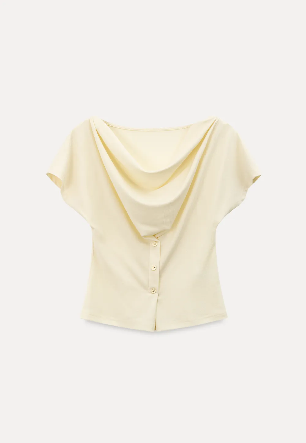 Cowl Neck Button Front Short Sleeve Tshirt