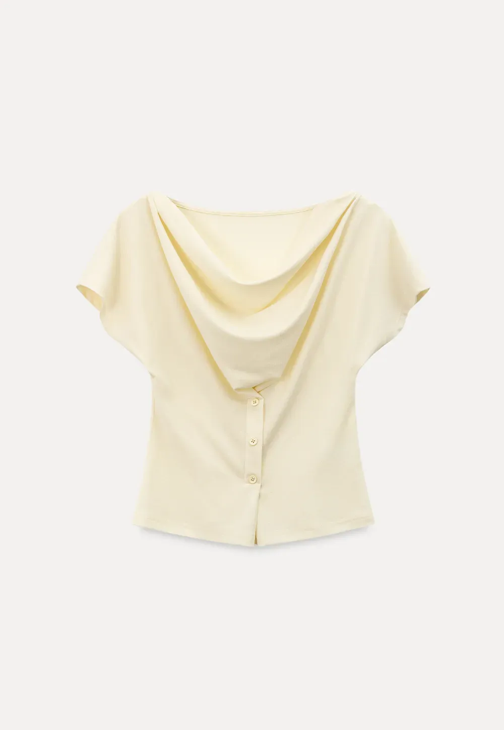 Cowl Neck Button Front Short Sleeve Tshirt