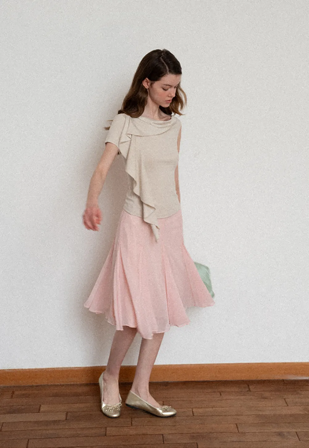 Asymmetrical Draped Cowl Neck Sleeveless Top