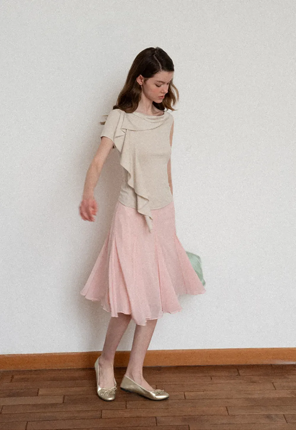 Asymmetrical Draped Cowl Neck Sleeveless Top