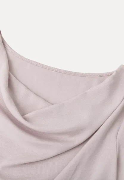 Asymmetrical Draped Neckline Short Sleeve Top