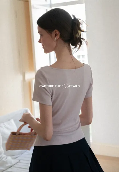 Asymmetrical Draped Neckline Short Sleeve Top