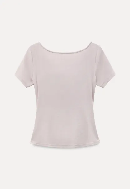 Asymmetrical Draped Neckline Short Sleeve Top