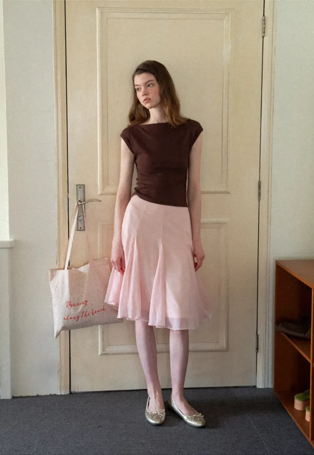 Off Shoulder Cap Sleeve Fitted Tshirt