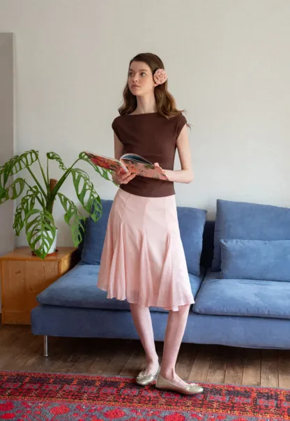 Off Shoulder Cap Sleeve Fitted Tshirt