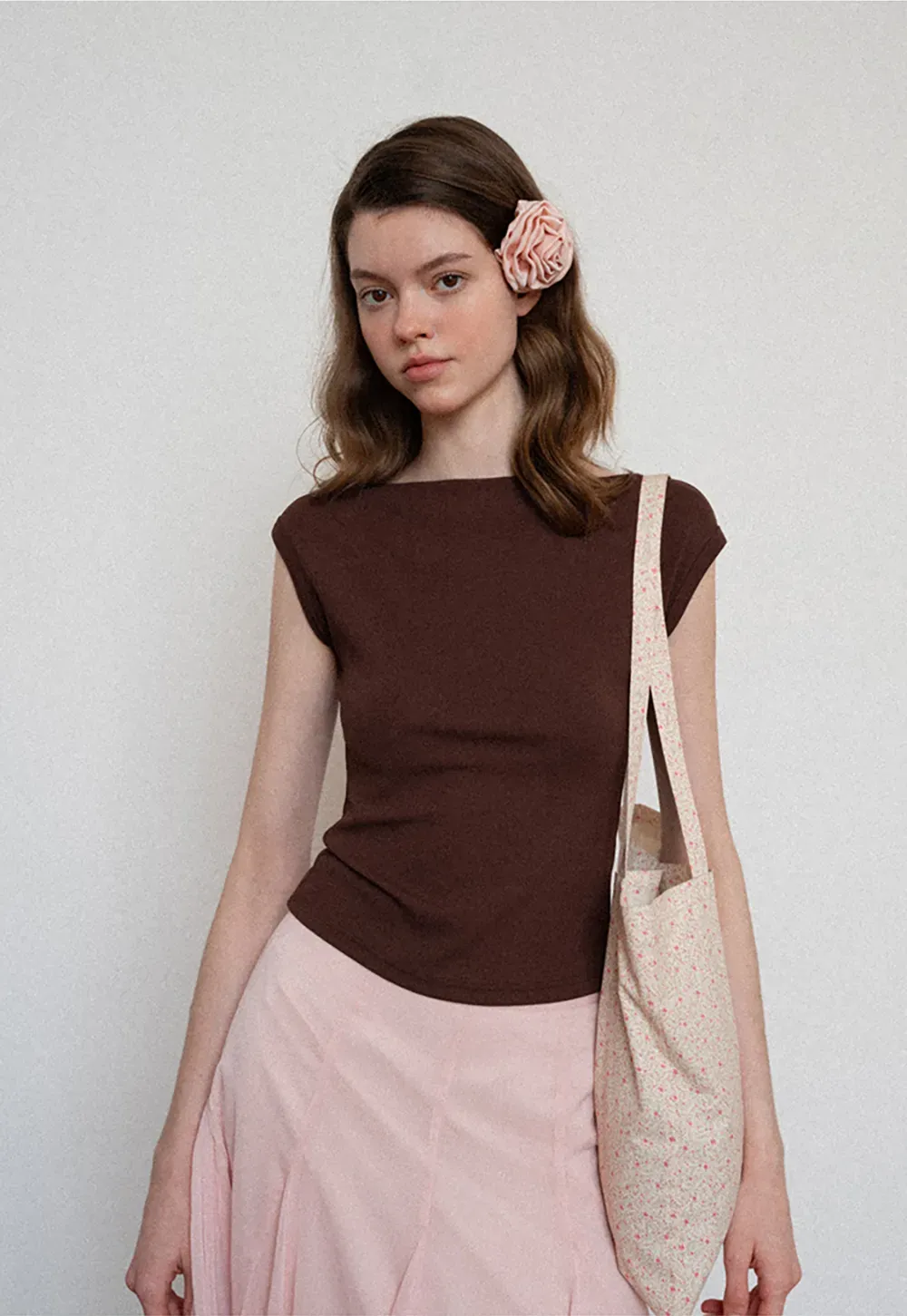 Off Shoulder Cap Sleeve Fitted Tshirt