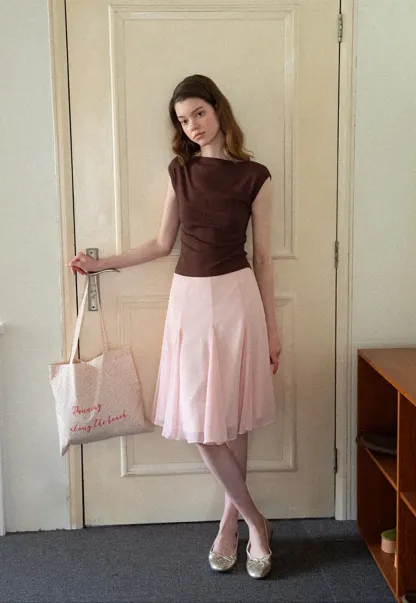 Off Shoulder Cap Sleeve Fitted Tshirt