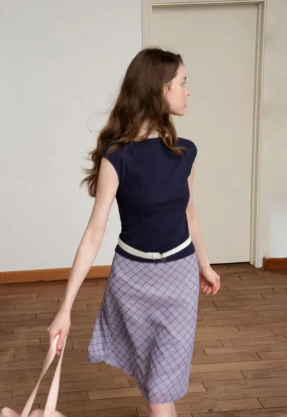 Off Shoulder Cap Sleeve Fitted Tshirt