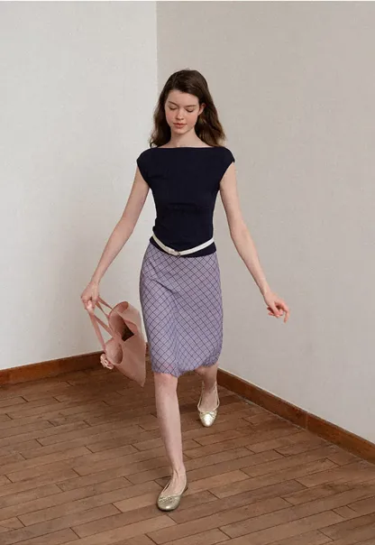 Off Shoulder Cap Sleeve Fitted Tshirt