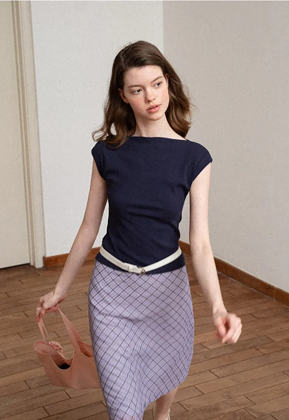 Off Shoulder Cap Sleeve Fitted Tshirt