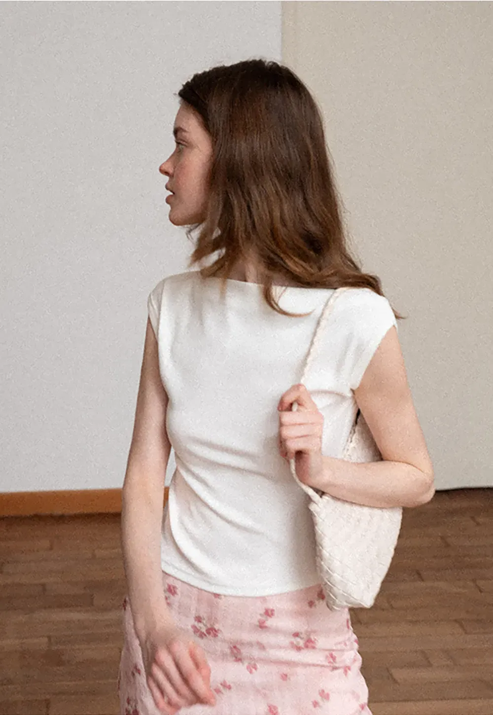 Off Shoulder Cap Sleeve Fitted Tshirt