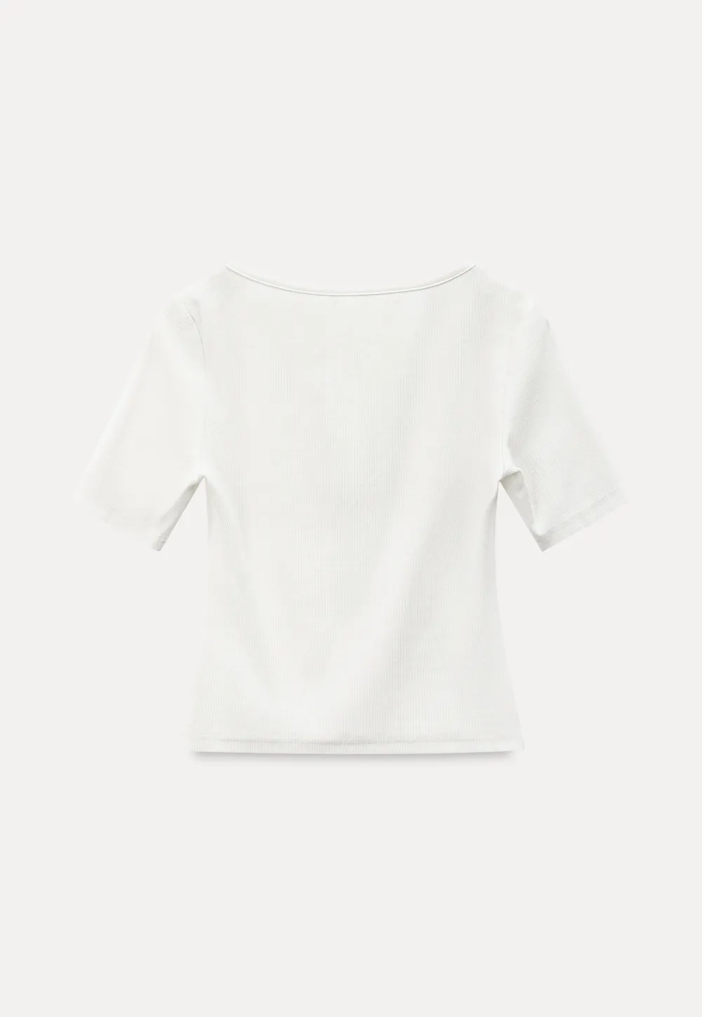 Round Neck Short Sleeve T Shirt With Front Placket Detail