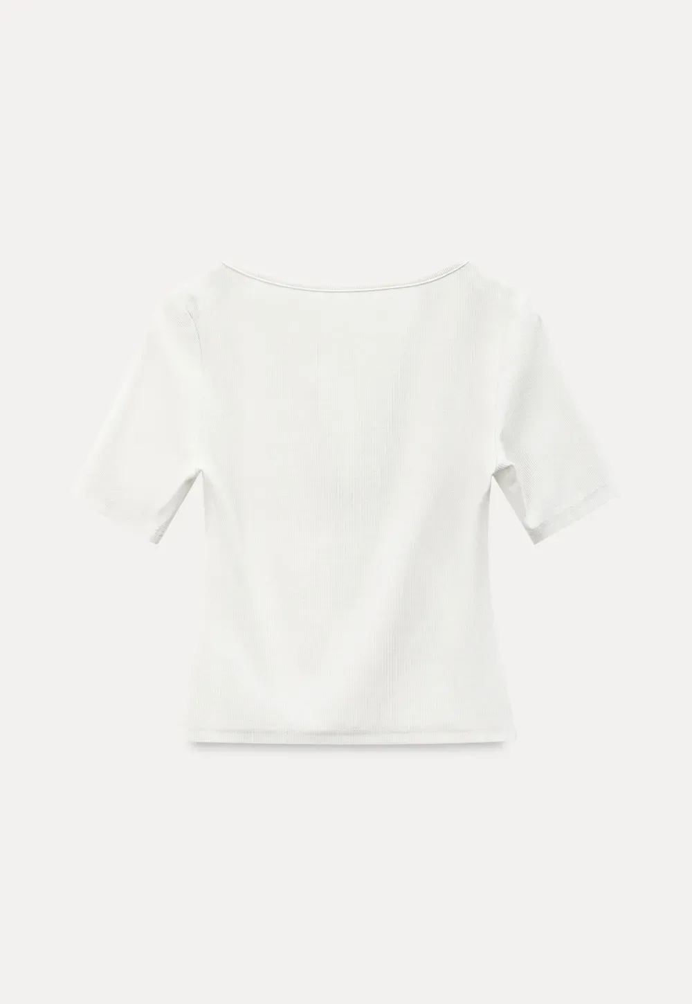 Round Neck Short Sleeve T Shirt With Front Placket Detail