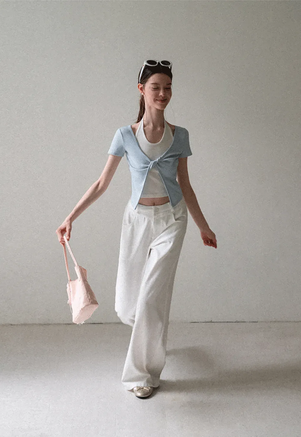 Front Knot Detail Cropped T Shirt