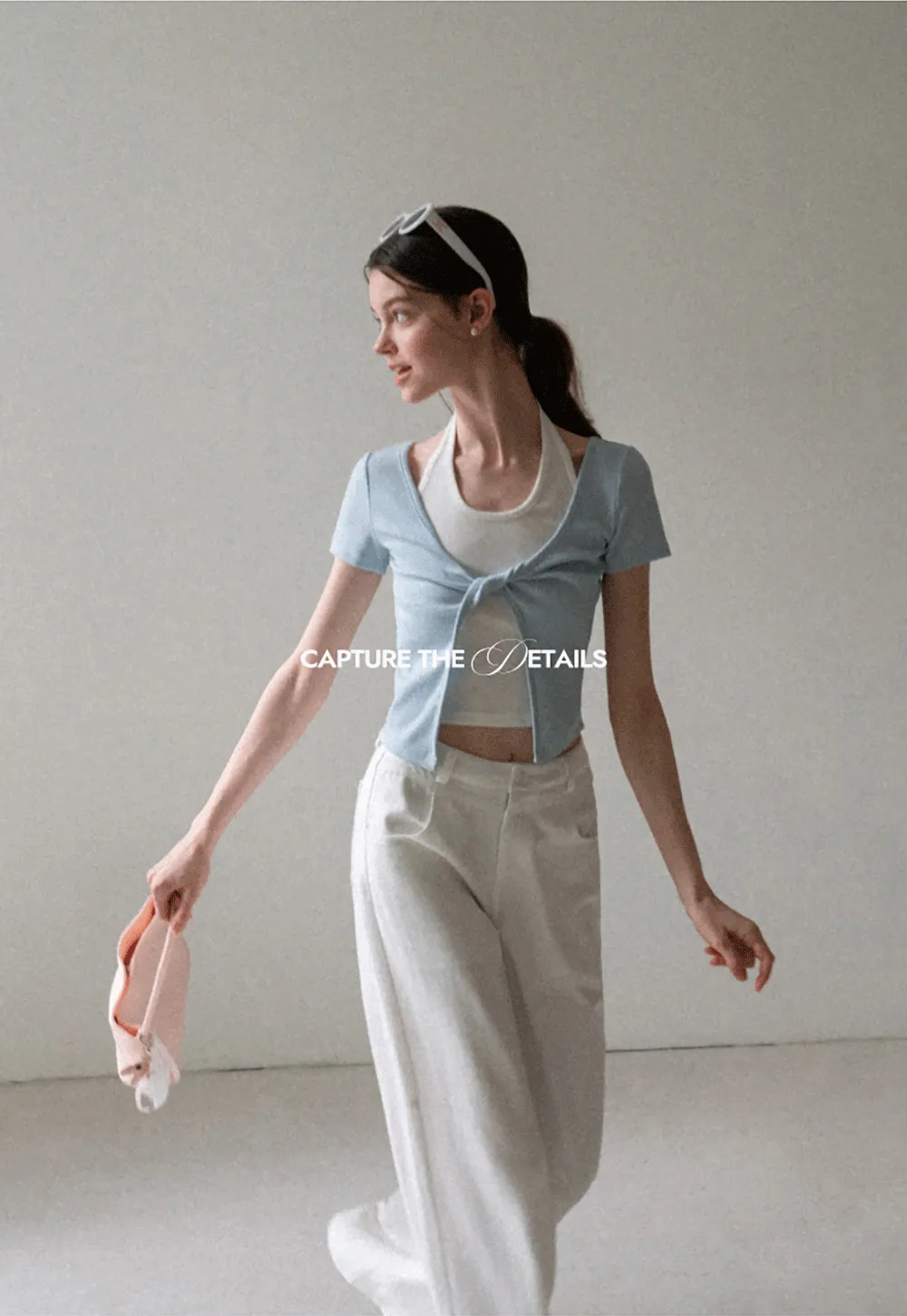 Front Knot Detail Cropped T Shirt