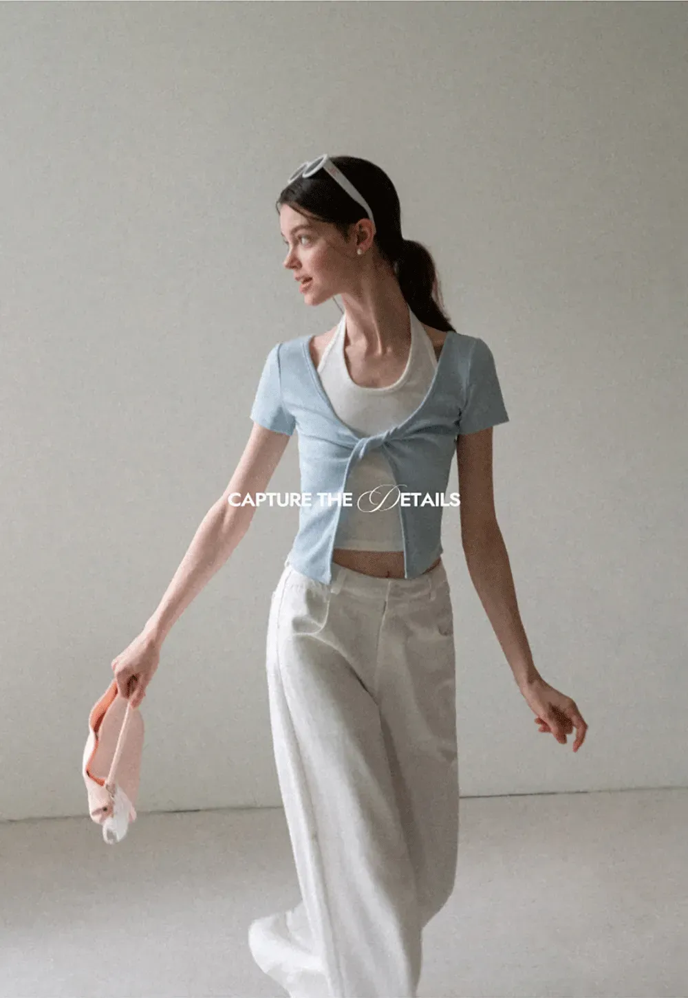 Front Knot Detail Cropped T Shirt