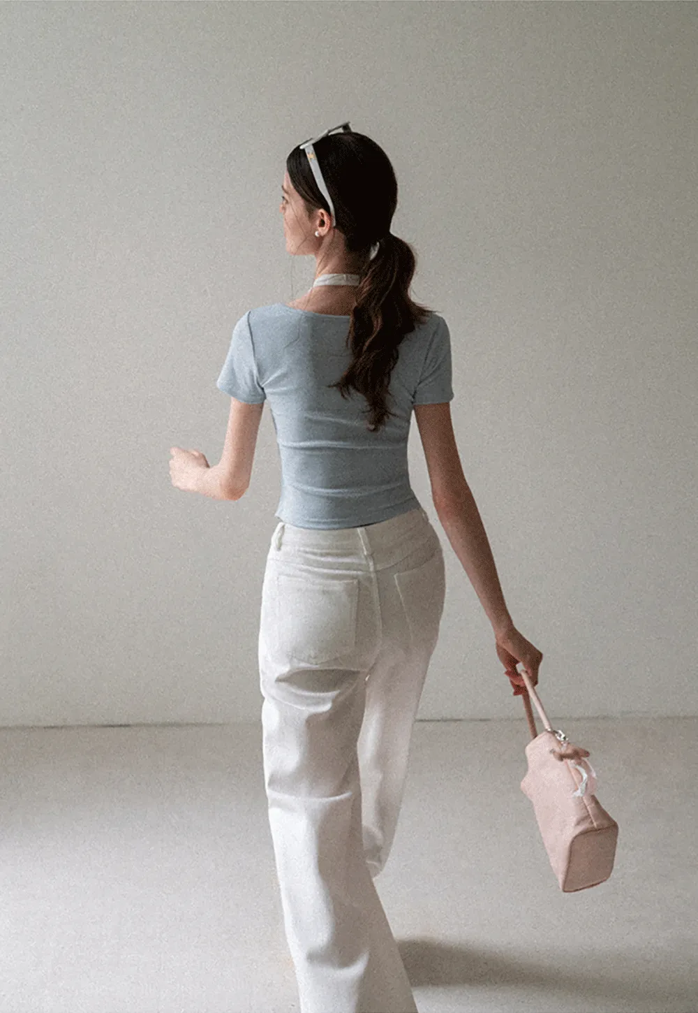Front Knot Detail Cropped T Shirt